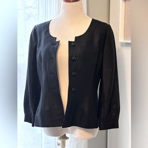Black iridescent pleated linen jacket
